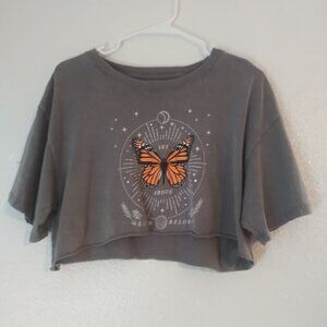 Gold Crush women's size M gray butterfly top